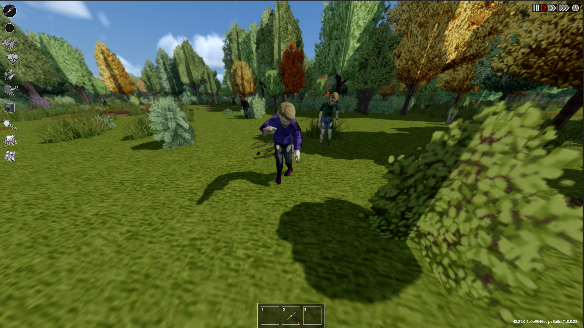 Multiple zombies closing in from across a field in Project Viewpoint first-person